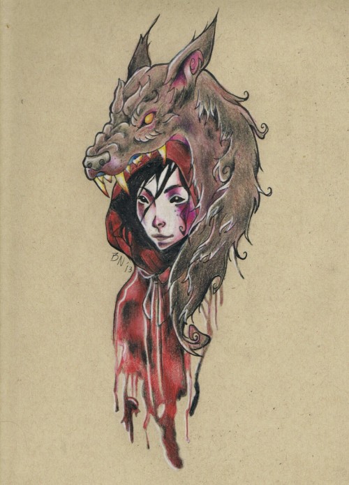 500x695 art tattoos tattoo watercolor fairy tale tattoo design red riding - Red Riding Hood Drawing