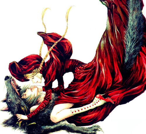 500x459 couple, draw, red riding hood, wolf - Red Riding Hood Drawing