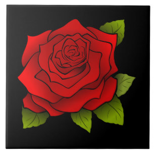 307x307 red roses drawing decorative ceramic tiles zazzle - Red Rose Drawing