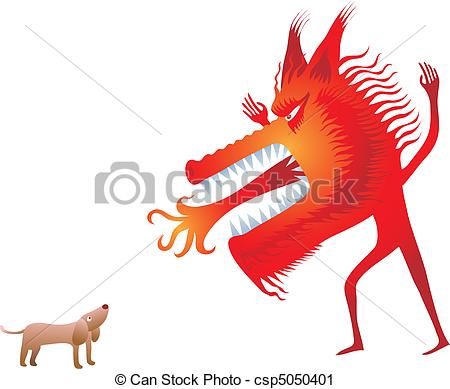 450x389 red wolf big red human wolf try to scare a small dog - Red Wolf Drawing