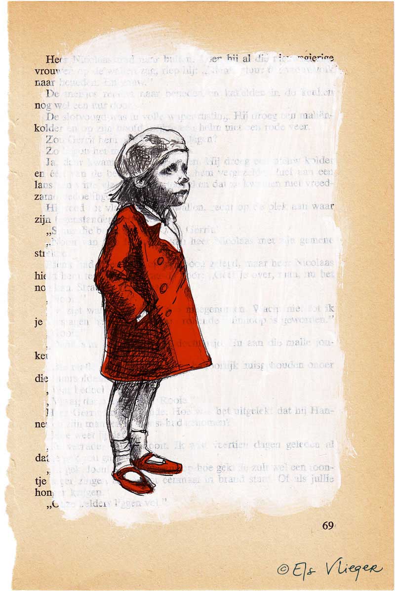 800x1197 The Girl In The Red Coat Els Vlieger - Redcoat Drawing