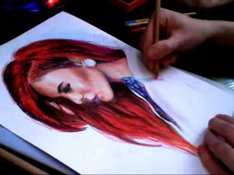 480x360 Redhead Girl Portrait Speed Drawing - Redhead Drawing