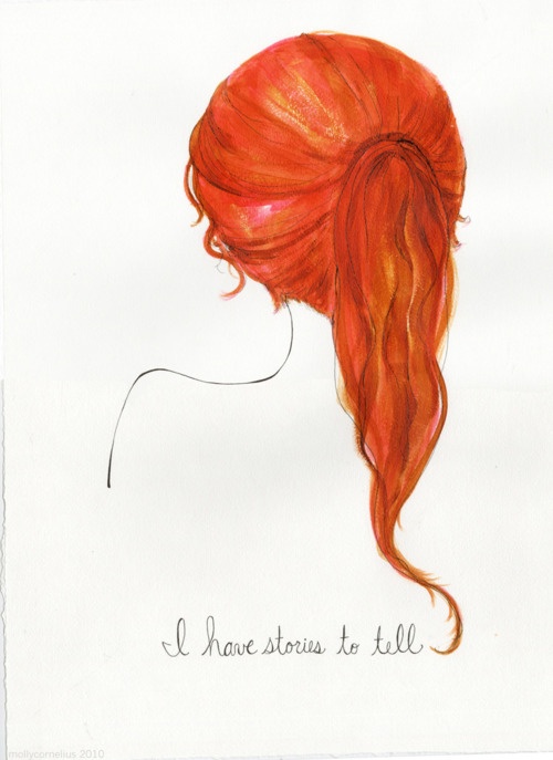 500x687 i remember me with the red ponytail the storyteller signed - Redhead Drawing