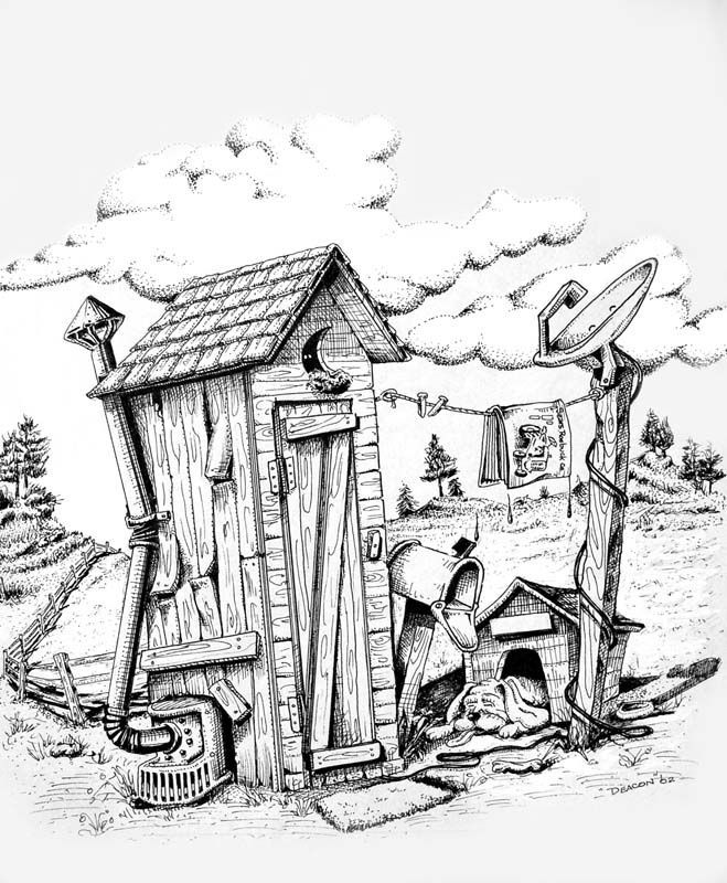 659x800 Hillbilly Drawing Outhouse For Free Download - Redneck Drawings