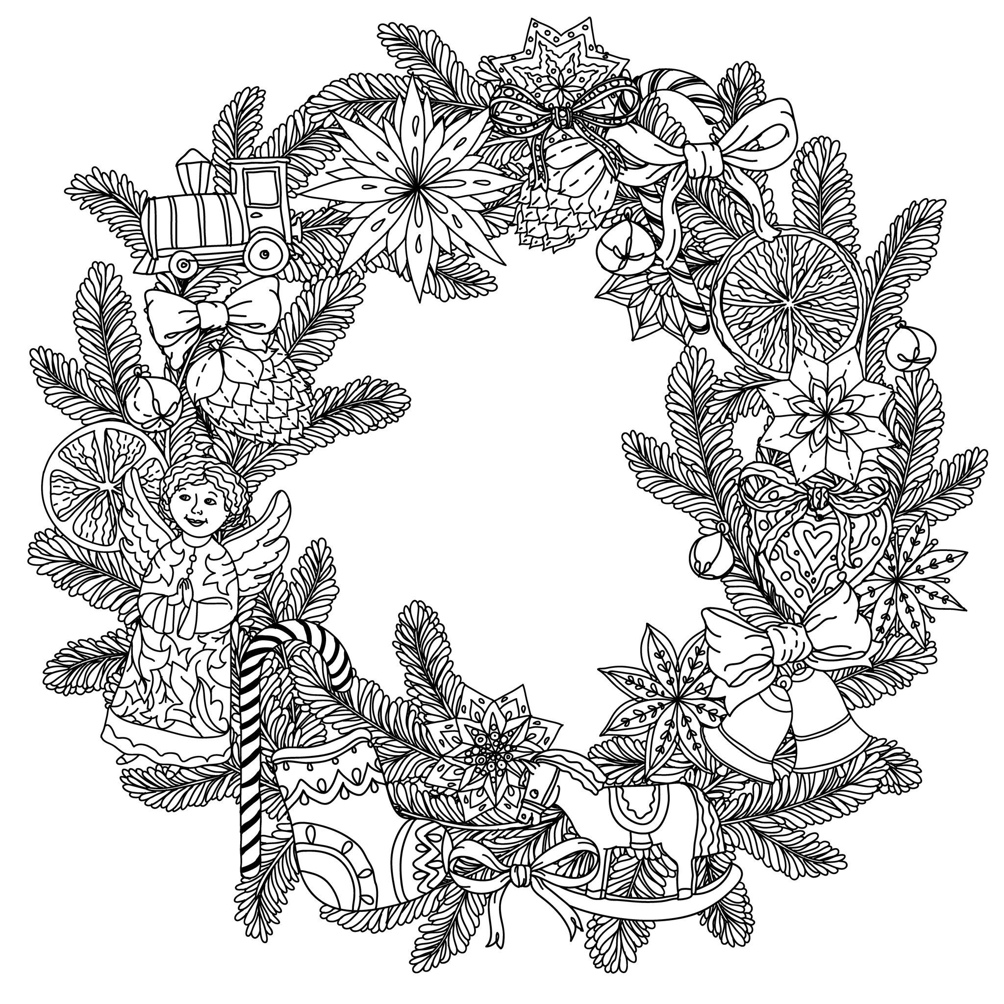 2048x2048 christmas wreath coloring pages awesome reef drawing - Reef Drawing