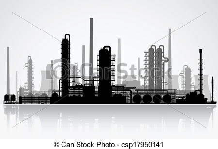 450x308 oil refinery silhouette oil refinery or chemical plant silhouette - Refinery Drawing