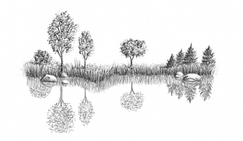 850x494 How To Draw Water In Nature - Reflection Drawing