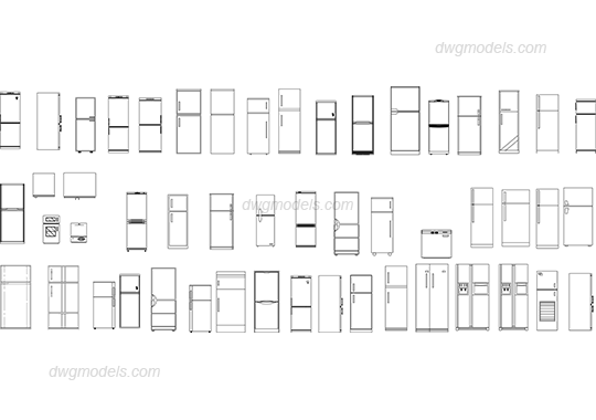 540x380 Fridge Dwg, Free Cad Blocks Download - Refrigerator Drawings