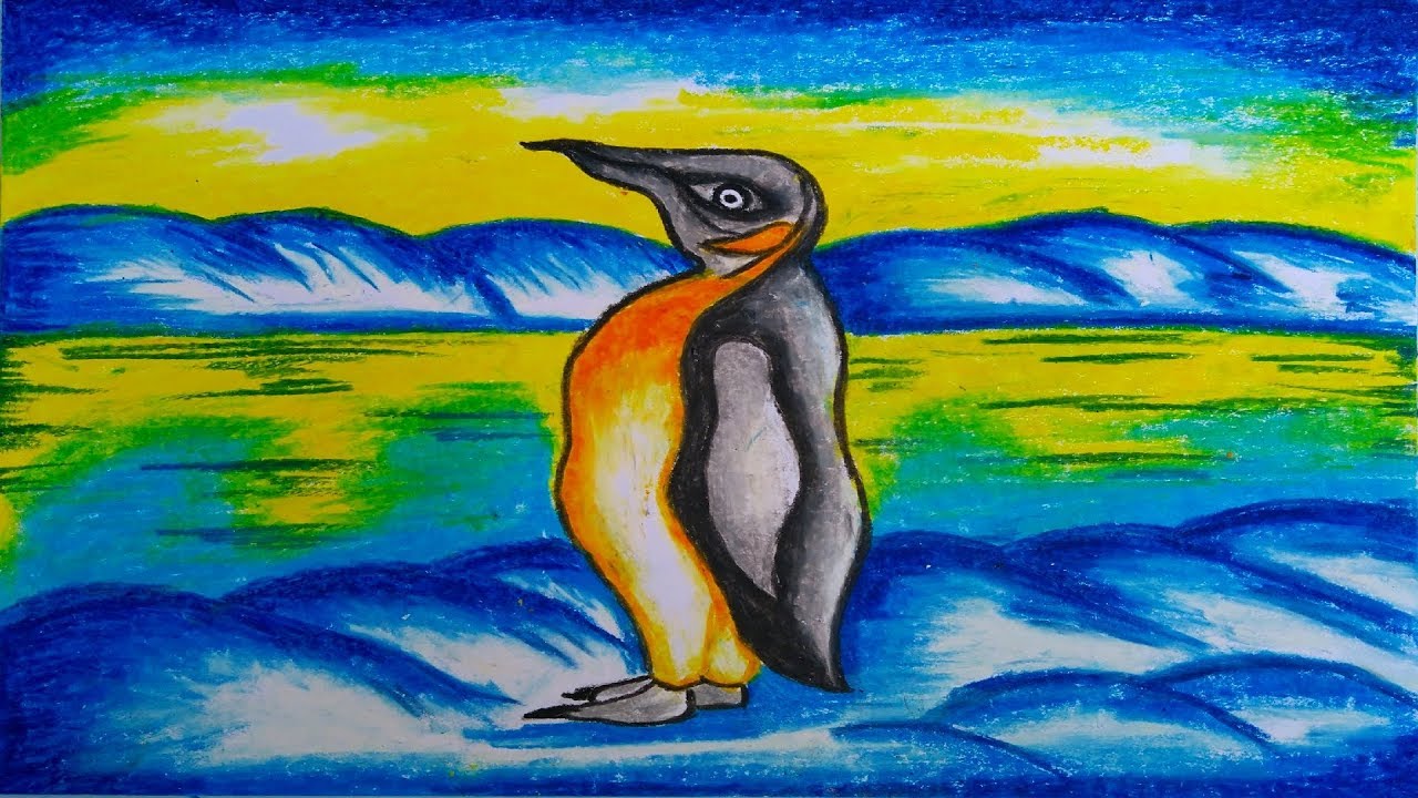 1280x720 How To Draw A Landscapescenery Of Polar Region With Penguin - Region Drawing