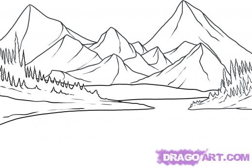 520x346 Learn How To Draw A Lake, Landscapes, Landmarks Places, Free - Region Drawing