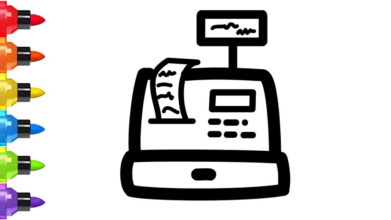 1280x720 how to draw and coloring cash register toy for kids - Register Drawing