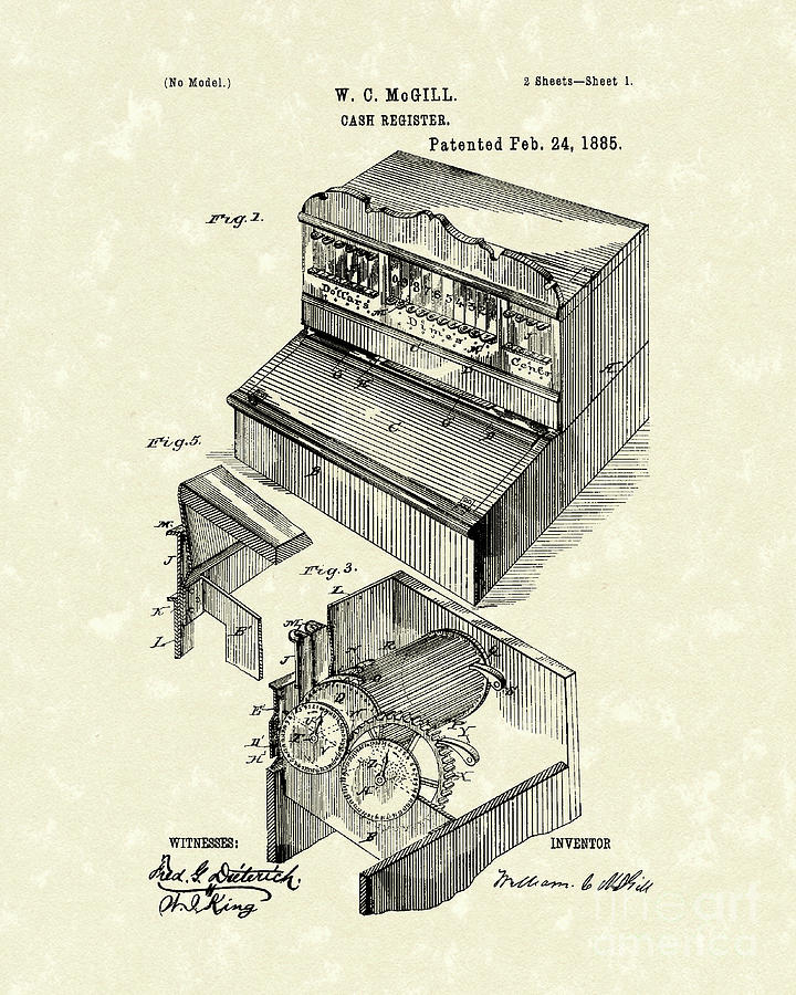 720x900 cash register patent art drawing - Register Drawing