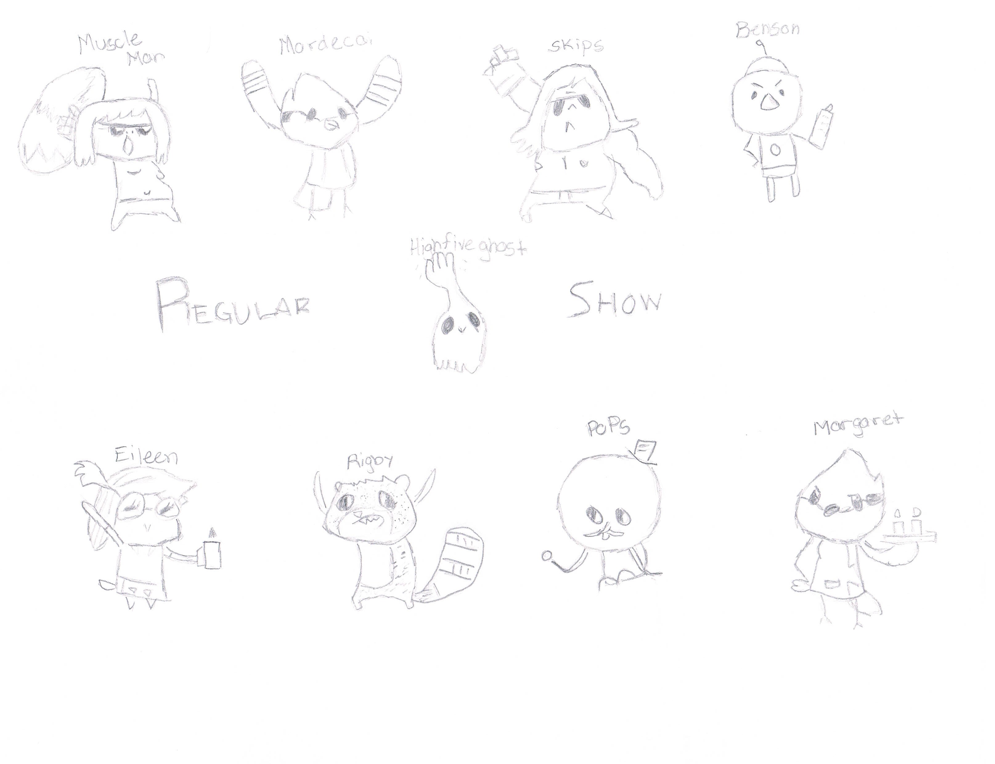 3229x2479 regular show characters look - Regular Show Drawings