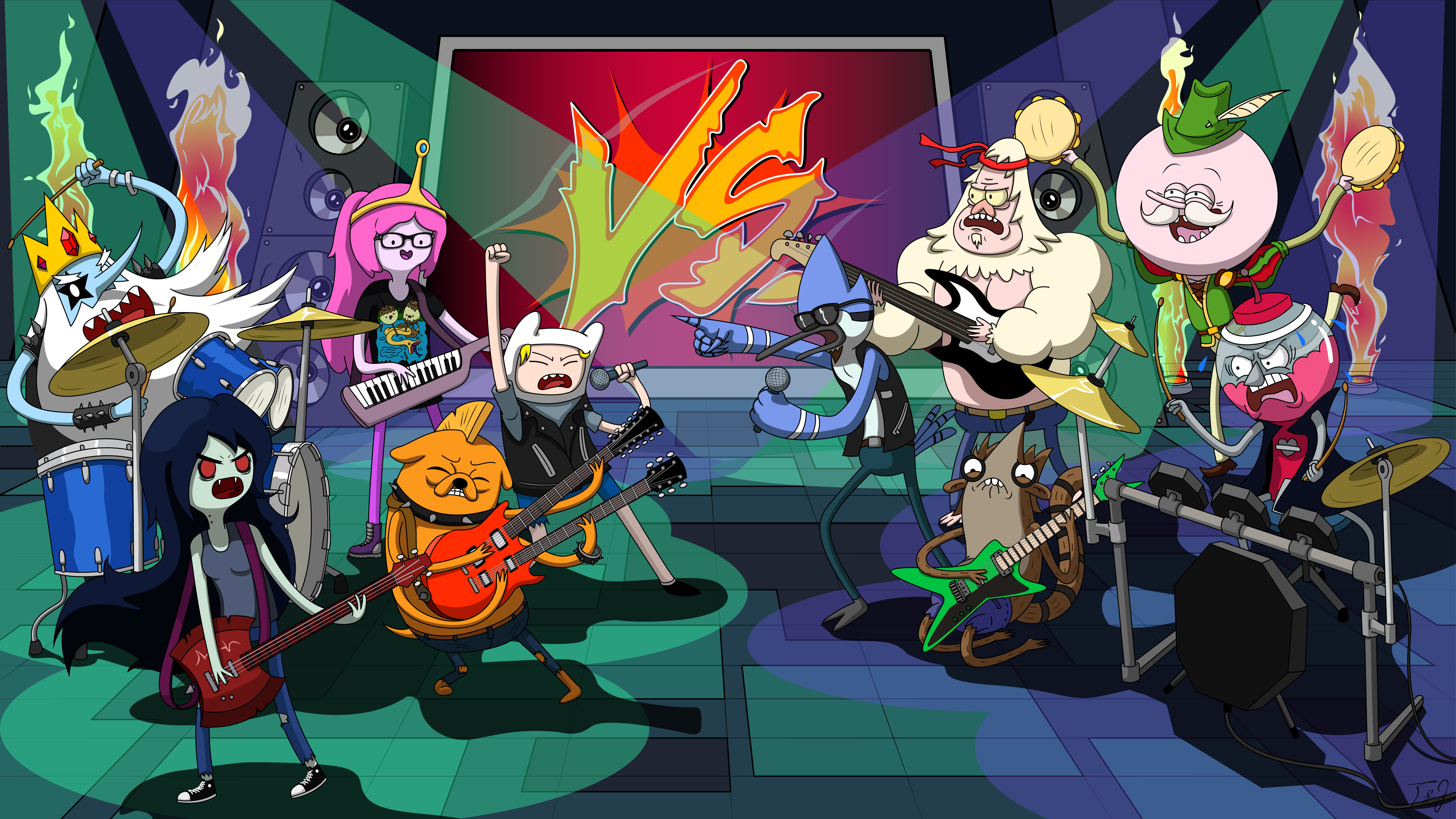 6667x3750 adventure time vs regular show - Regular Show Drawings