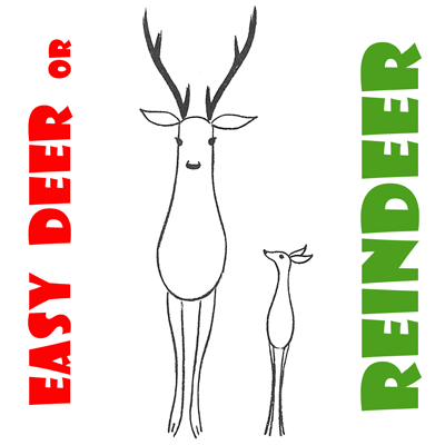400x400 how to draw easy reindeer or deer for preschoolers and kids - Reindeer Antlers Drawing