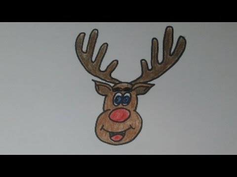 480x360 drawing how to draw cartoon rudolph the red nosed reindeer - Reindeer Antlers Drawing