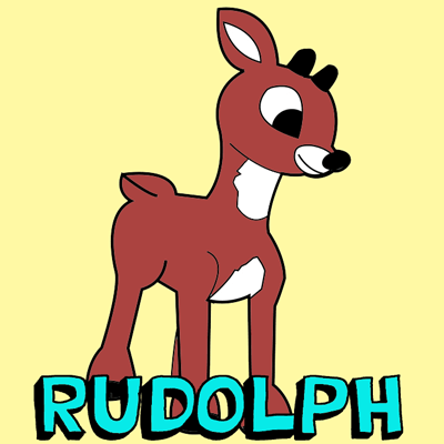 400x400 how to draw rudolph the red nosed reindeer step - Reindeer Cartoon Drawing