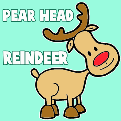 400x400 how to draw a cute cartoon reindeer for christmas - Reindeer Cartoon Drawing