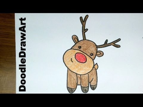 480x360 drawing how to draw a cute cartoon rudolph reindeer baby - Reindeer Cartoon Drawing