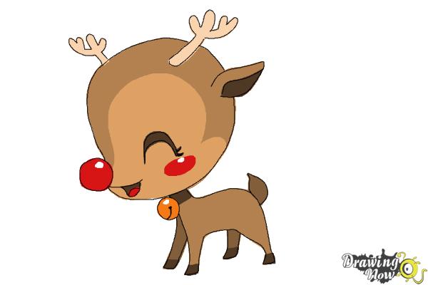 600x400 How To Draw A Cute Reindeer - Reindeer Drawing