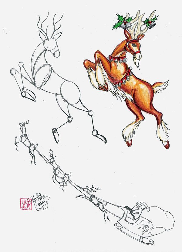600x827 How To Draw A Reindeer - Reindeer Drawing