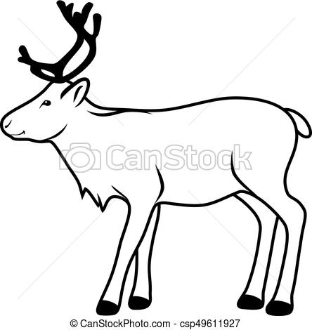 444x470 Reindeer Contour Drawing Vector Illustration - Reindeer Drawing