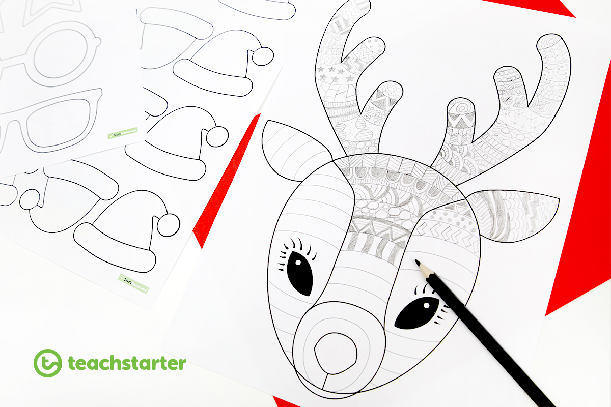1200x800 funky reindeer christmas craft - Reindeer Drawing Template