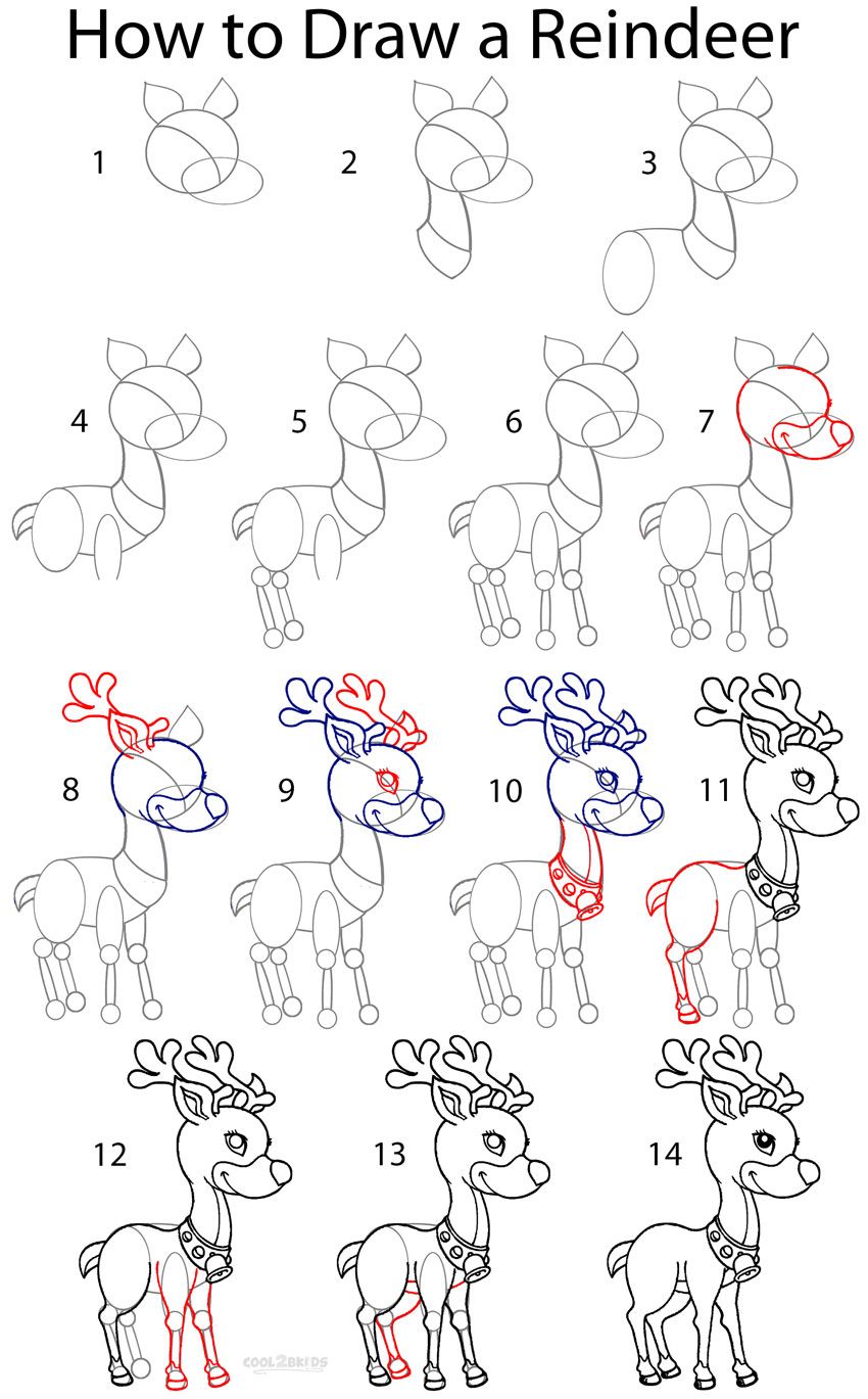 850x1369 how do you draw a reindeer face with how to draw a reindeer step - Reindeer Face Drawing