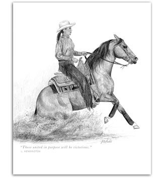 324x354 reining quarter horse western graphite drawings art art - Reining Horse Drawings