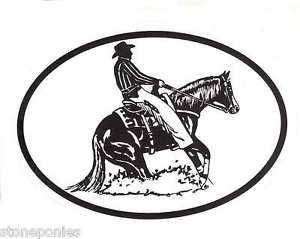 300x239 equine discipline oval vinyl car decal black white sticker - Reining Horse Drawings