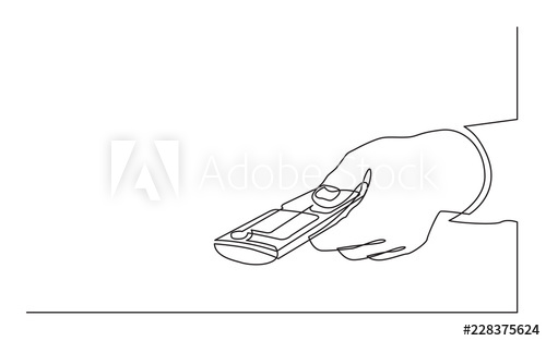 500x313 continuous line drawing of hand clicking remote control - Remote Control Drawing