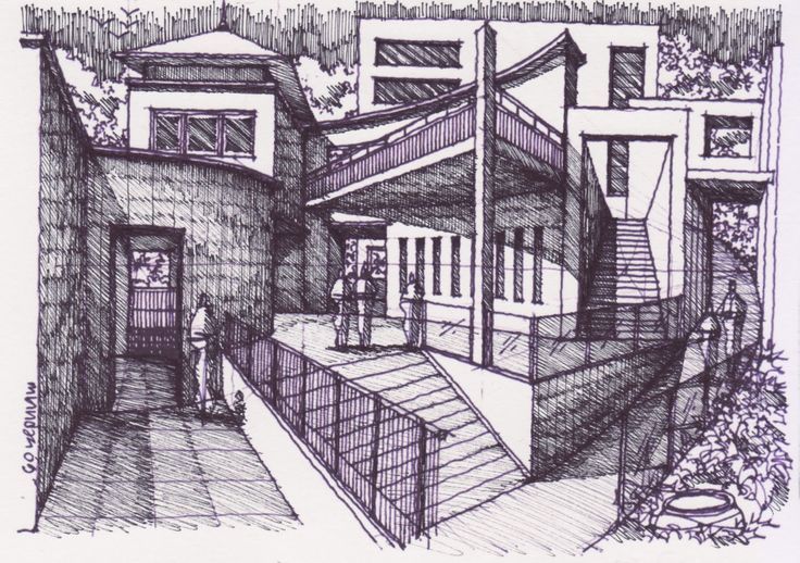 736x518 Image Result For One Point Perspective Pen Rendering Techniques - Rendering Drawing