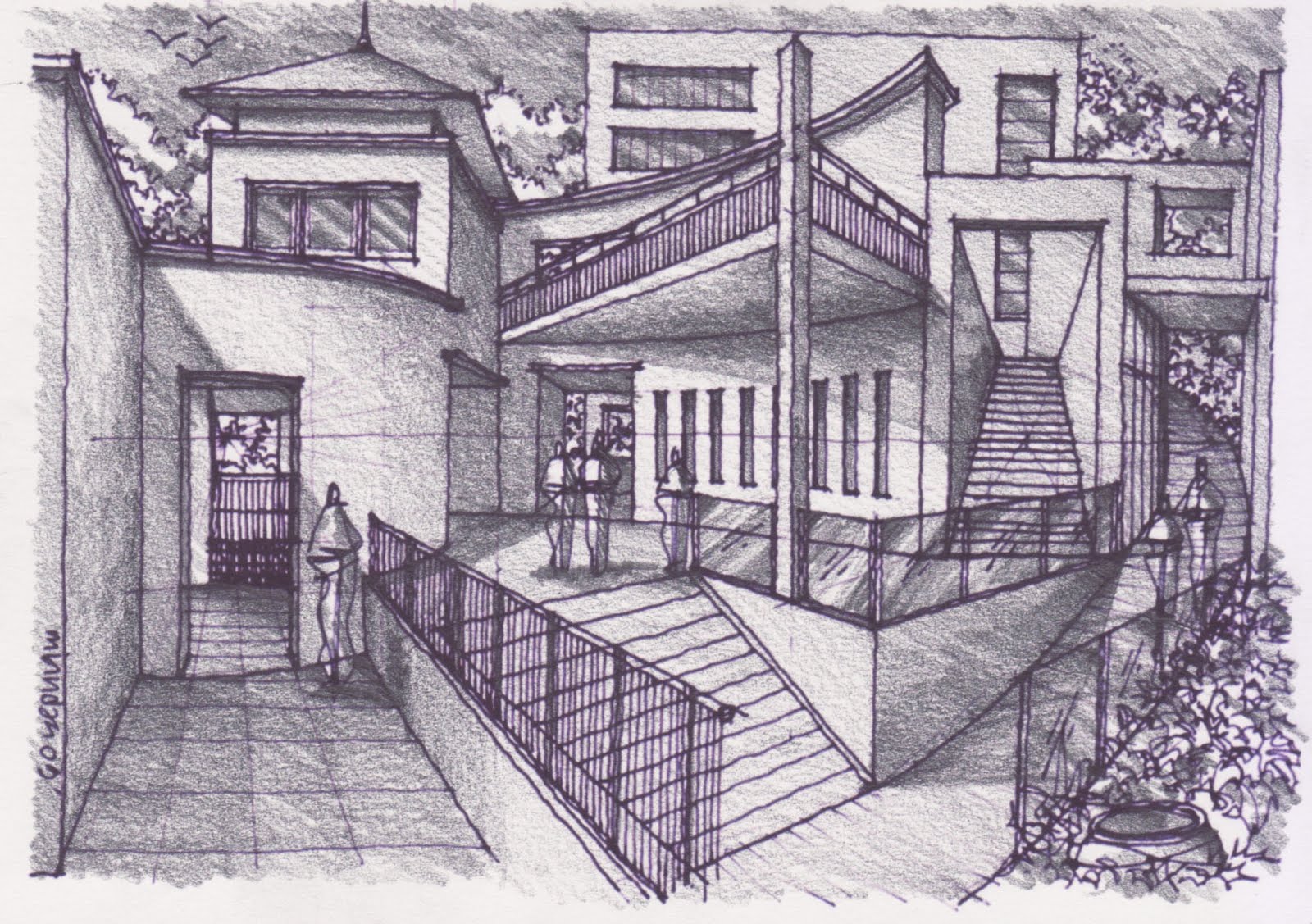 1600x1127 how to draw complex spaces pencil rendering learn to draw - Rendering Drawing
