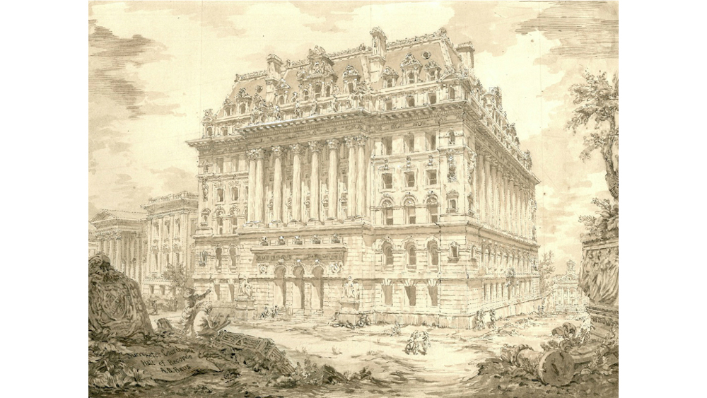 1000x563 Architectural Drawing Ink Wash Rendering In Perspective - Rendering Drawing