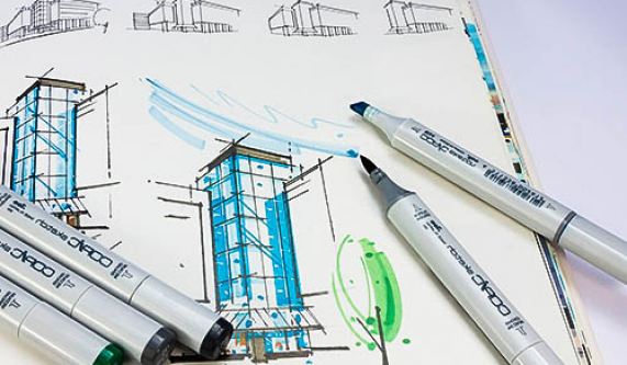 571x333 Color Rendering With Markers - Rendering Drawing