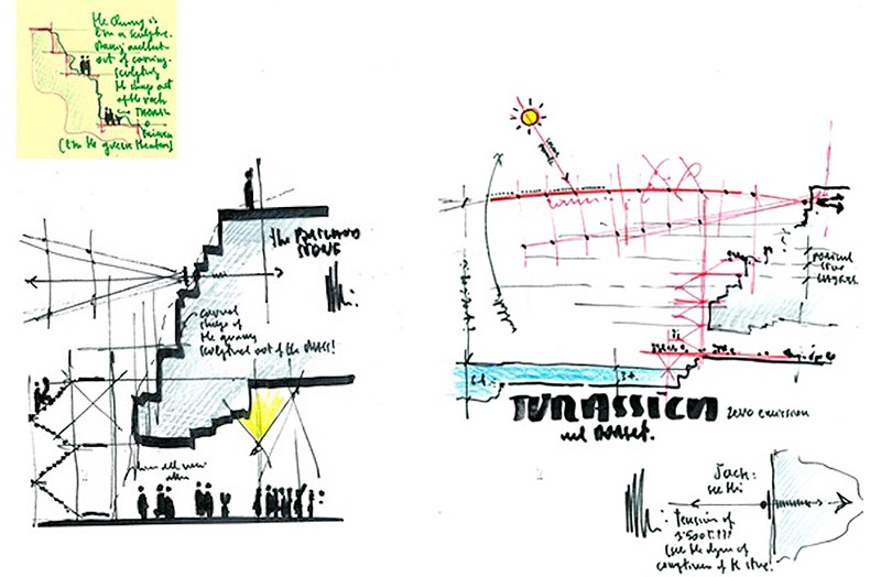 800x524 renzo piano's plans for a subterranean dinosaur park in england - Renzo Piano Drawings