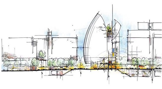 550x303 renzo piano designs top heavy arts centre for columbia university - Renzo Piano Drawings