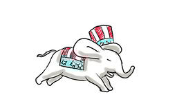 256x144 Republican Elephant Jumping Color Drawing Animation Stock - Republican Elephant Drawing