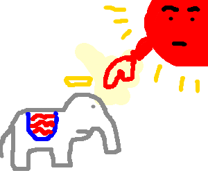 300x250 Sun Pointing - Republican Elephant Drawing