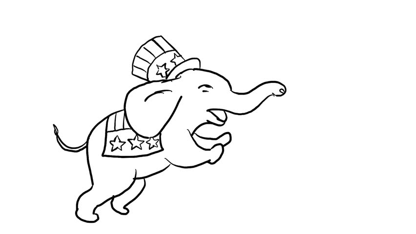 852x480 Animation Motion Graphics Showing A Drawing - Republican Elephant Drawing