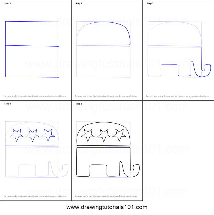 751x757 How To Draw Republican Elephant Printable Step - Republican Elephant Drawing