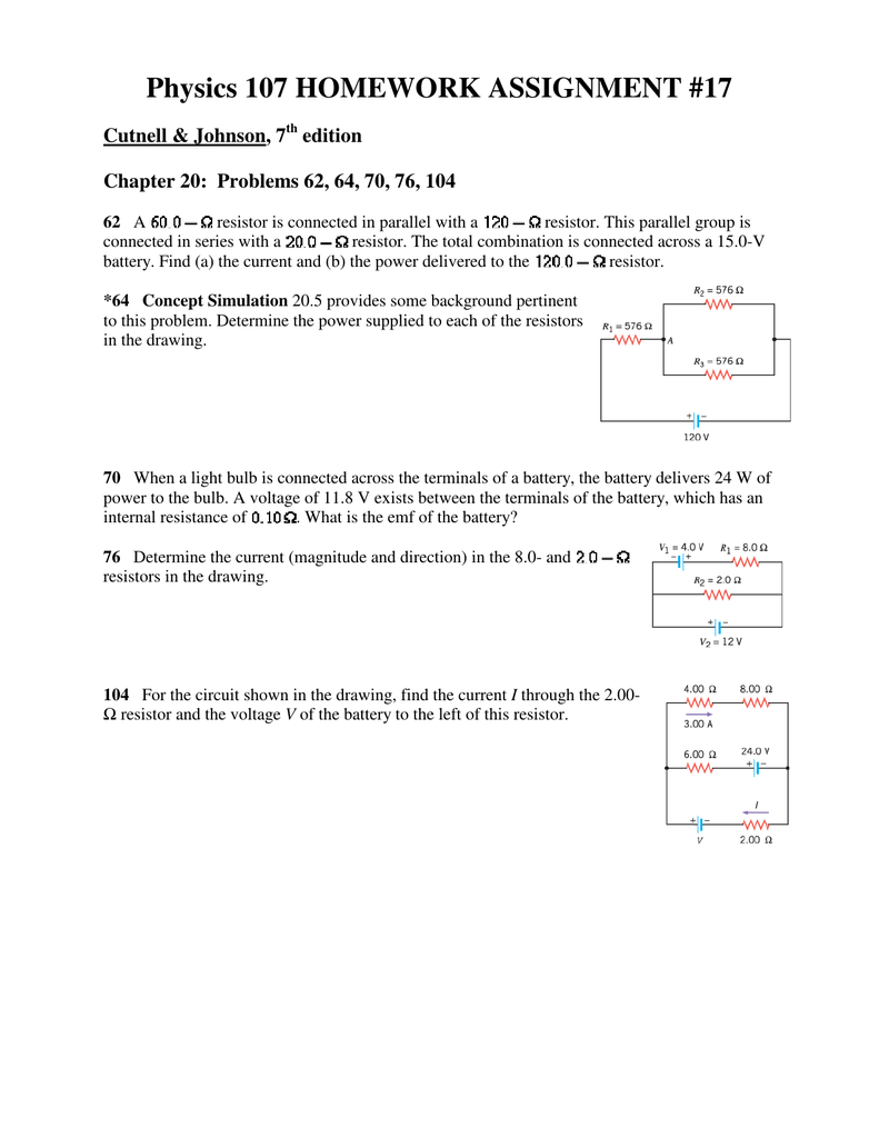 791x1024 Physics Homework Assignment - Resistor Drawing