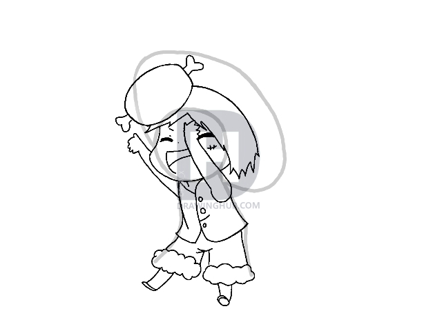 640x480 how to draw a chibi luffy from one piece, step - Rest Drawing