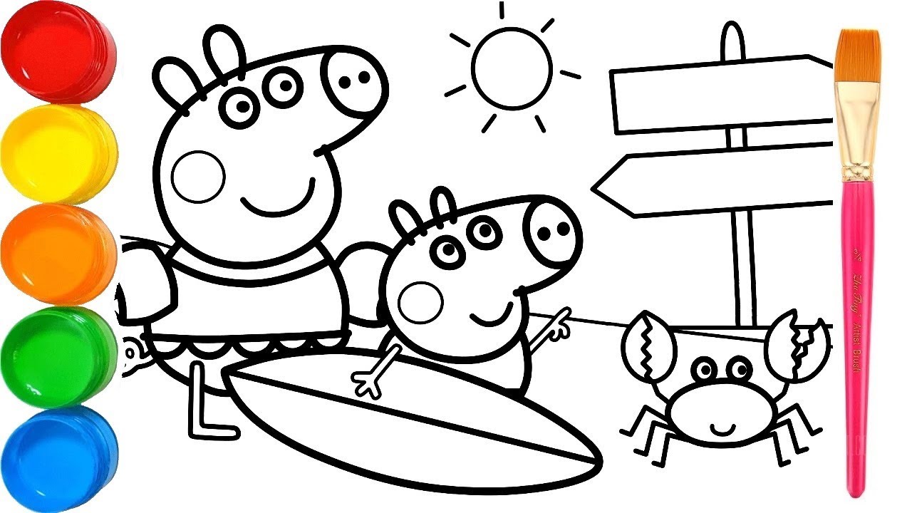 1280x720 peppa pig rest on the beach drawing coloring book - Rest Drawing