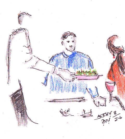 480x532 People In A Restaurant Drawing Letterset - Restaurant Drawing