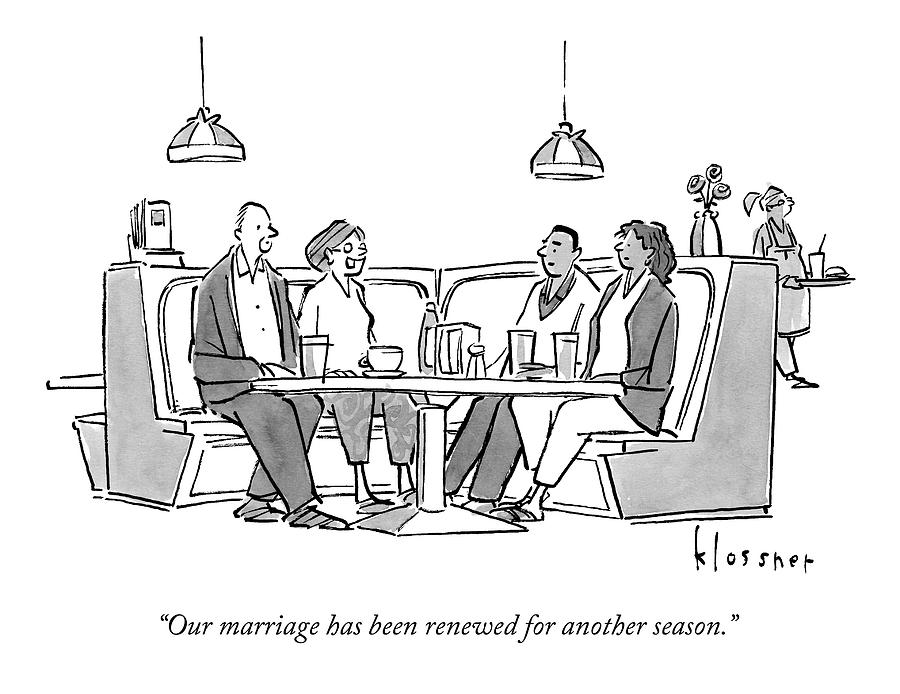 900x694 a couple on a double date in a restaurant drawing - Restaurant Drawing