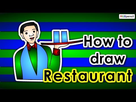 480x360 How To Draw Restaurant Drawing For Kids And Beginners Step - Restaurant Drawing Easy