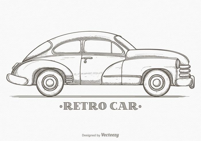 700x490 hand drawn sketch retro car vector - Retro Car Drawing