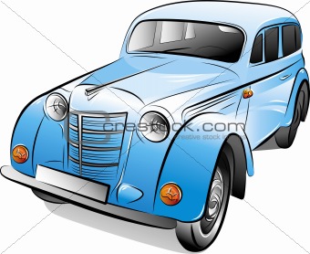 340x278 image drawing of the retro car, vector illustration - Retro Car Drawing