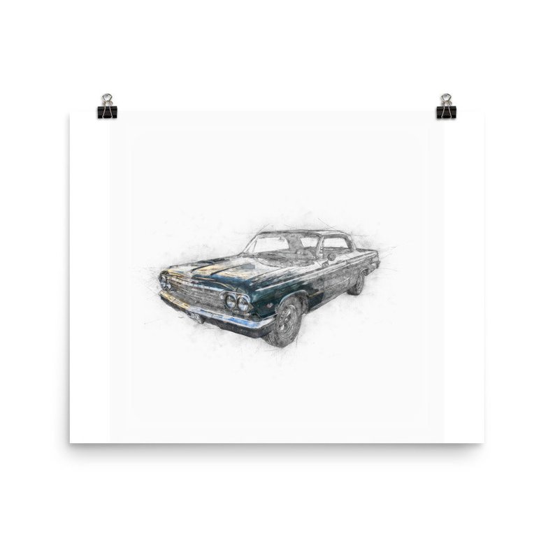 794x794 chevy chevelle retro car drawing print vintage car wall etsy - Retro Car Drawing